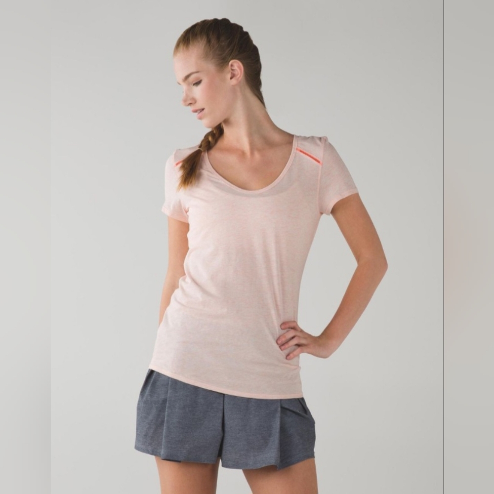 Lululemon Superb Short Sleeve Tee Heathered Blush Quartz Size 6 Pre-owned